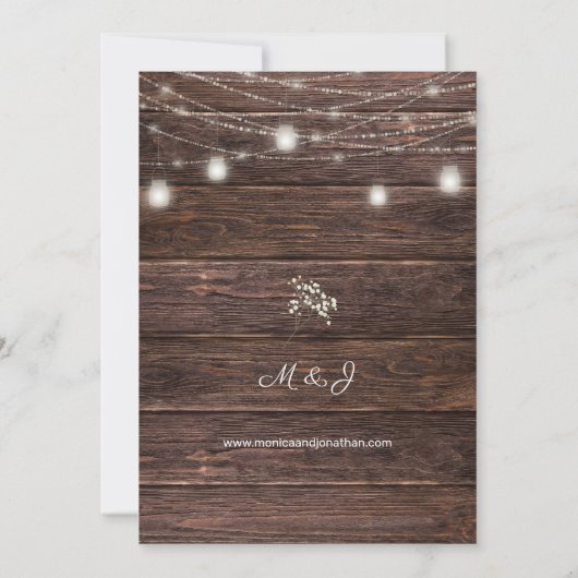 赤ちゃんの息の木の弦ライトウェディングレセプション 招待状 (裏面)