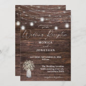 赤ちゃんの息の木の弦ライトウェディングレセプション 招待状 (正面/裏面)