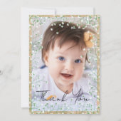 赤ちゃんの息の水の色かわいいフローラボホバプテスマ サンキューカード (正面)