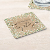 赤ちゃんの息の水の色かわいいフローラボホバプテスマ スクエアペーパーコースター (アングル)