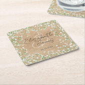 赤ちゃんの息の白い素朴花ボホ結婚の スクエアペーパーコースター (アングル)