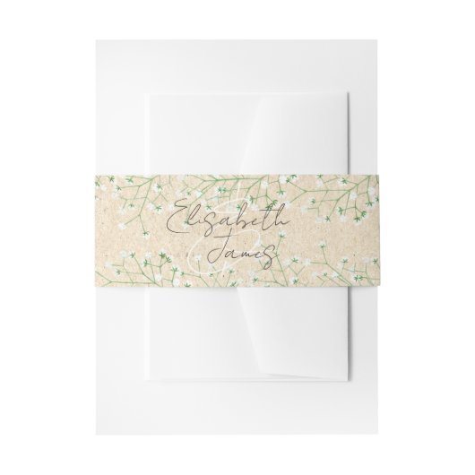 赤ちゃんの息の白い素朴花ボホ結婚の 招待状ベリーバンド (正面例)