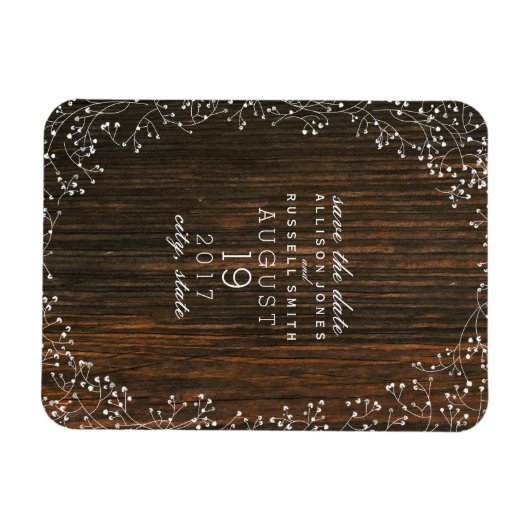 赤ちゃんの息の納屋の木の日付を保存 マグネット (横)