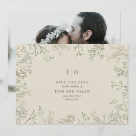 赤ちゃんの息の結婚式の日付写真を戻す セーブザデート