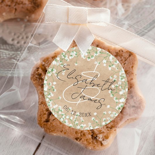 赤ちゃんの息の花かわいいボホファームハウス結婚ズ ラウンドシール