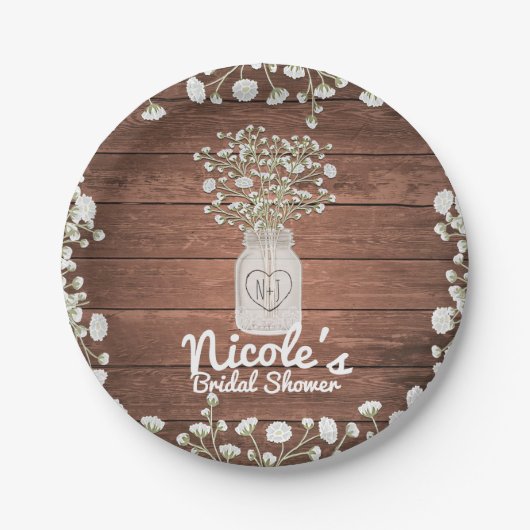 赤ちゃんの息の花と木のエレガントパーティー ペーパープレート (正面)