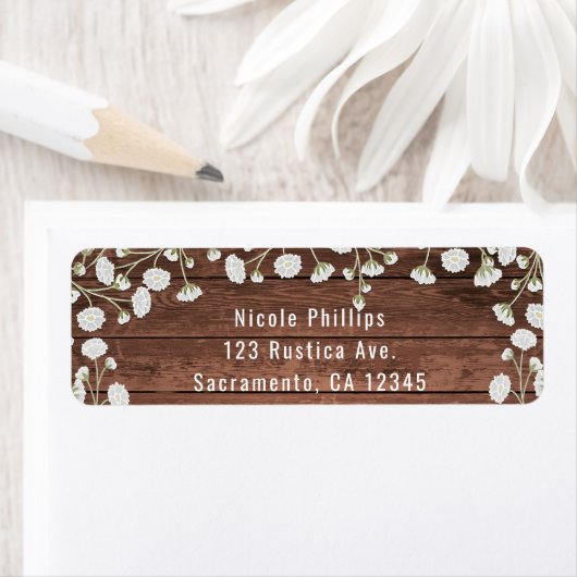 赤ちゃんの息の花と木のエレガントパーティー ラベル (インサイチュ)