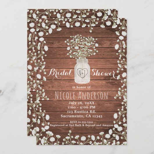 赤ちゃんの息の花と木エレガント材 招待状 (正面/裏面)