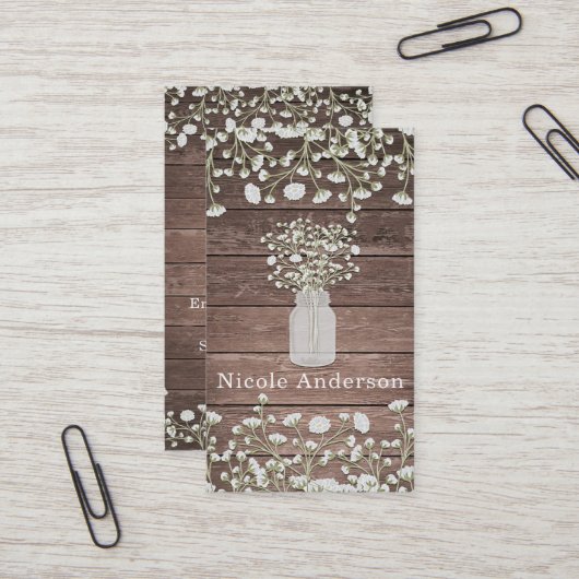 赤ちゃんの息の花ウッドカントリー素朴シック 名刺 (正面/裏面インサイチュ)