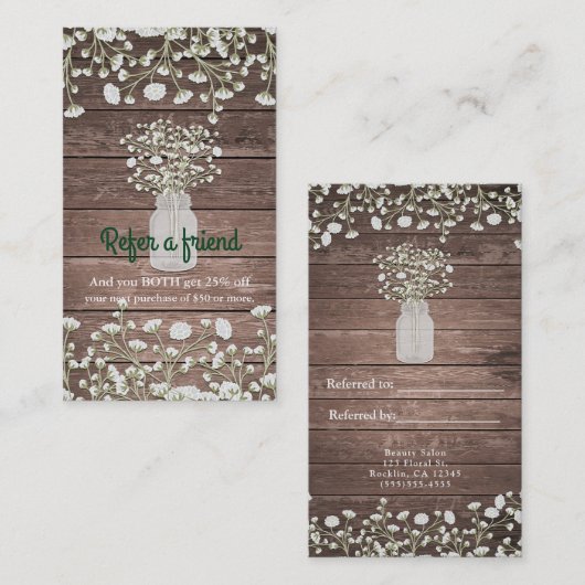 赤ちゃんの息の花素朴木が友達を参照 紹介カード (正面/裏面)