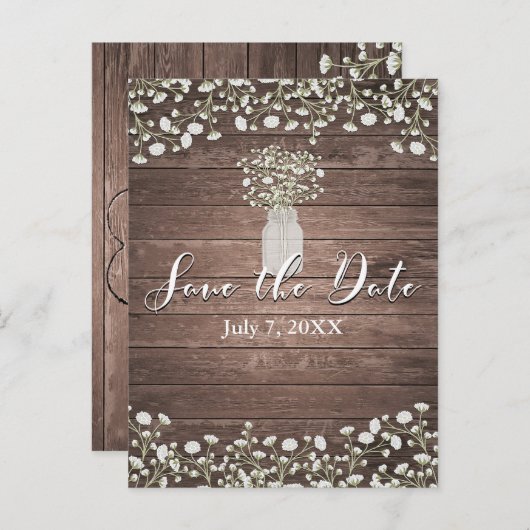 赤ちゃんの息の花素朴木日付を保存 案内ポストカード (正面/裏面)