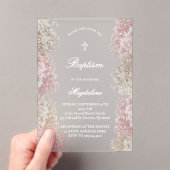 赤ちゃんの息の花 | ベビーガールバプテスマ アクリル招待状 (インサイチュ (ポータブル))