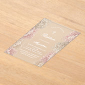 赤ちゃんの息の花 | ベビーガールバプテスマ アクリル招待状 (レイダウン)