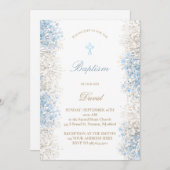 赤ちゃんの息の花 | 男の赤ちゃんバプテスマ 招待状 (正面/裏面)