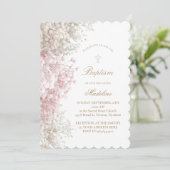 赤ちゃんの息の花baby girlバプテスマ 招待状 (スタンド正面)