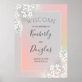 赤ちゃんの息の赤面ピンク結婚のウェルカムサイン ポスター