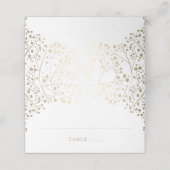 赤ちゃんの息の金ゴールドと白いエレガントな結婚式 プレイスカード (外部開封)