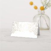 赤ちゃんの息の金ゴールドと白いエレガントな結婚式 プレイスカード (裏面)