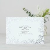 赤ちゃんの息の青い少年の赤ちゃんシャワー 箔招待状 (立ち正面)