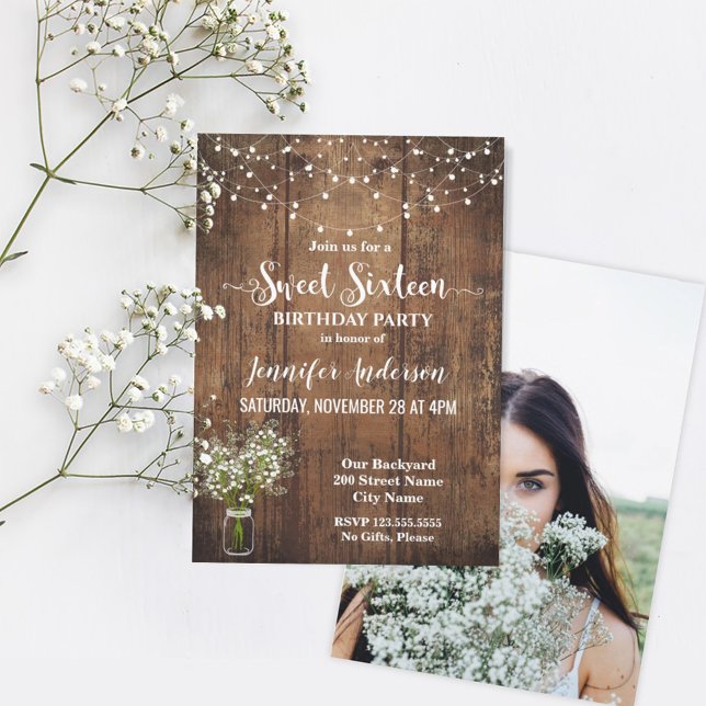 赤ちゃんの息のSweet sixteenの誕生日の招待 (クリエイターアップロード済み)