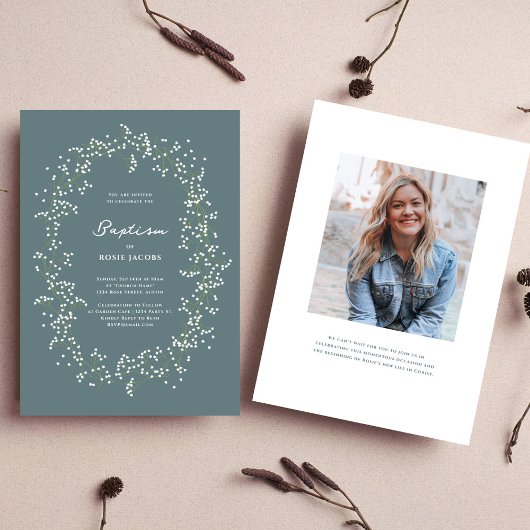 赤ちゃんの息エレガント洗礼 招待状