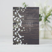 赤ちゃんの息フローラダークウッド素朴テーブル番号 招待状 (スタンド正面)