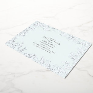 赤ちゃんの息吹きの青い男の子のベビーシャワー 箔招待状