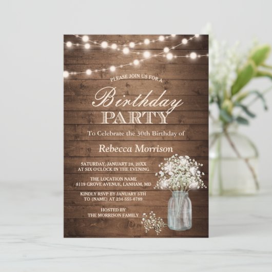 赤ちゃんの息素朴弦ライトバースデーパーティー 招待状 (スタンド正面)