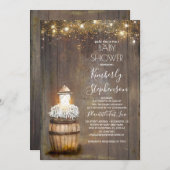 赤ちゃんの息素朴灯タンカントリー赤ちゃんシャワー 招待状 (正面/裏面)