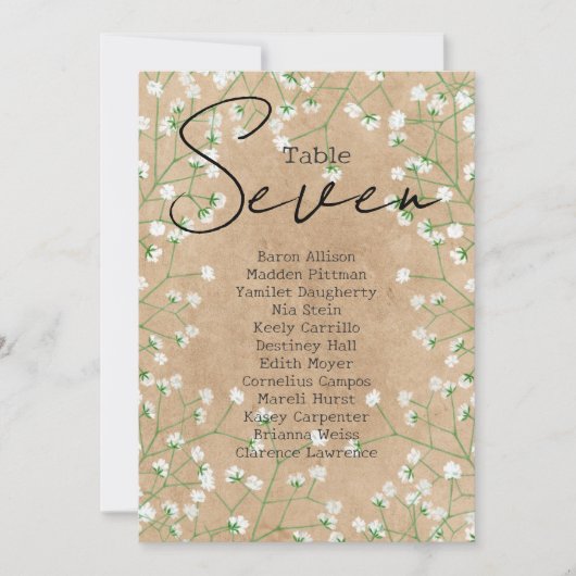 赤ちゃんの息結婚のテーブル番号表7 招待状 (正面)