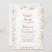 赤ちゃんの息金ゴールドとホワイトリハーサルディナー 招待状 (正面)