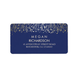 赤ちゃんの息金ゴールドと海軍の花模様結婚ズ ラベル