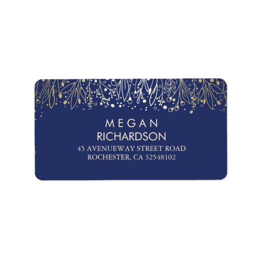 赤ちゃんの息金ゴールドと海軍の花模様結婚ズ ラベル (正面)