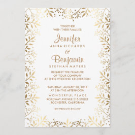 赤ちゃんの息金ゴールドと白結婚の 招待状