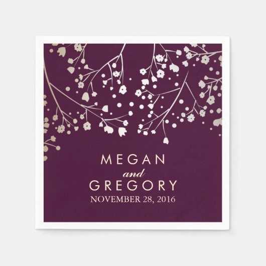 赤ちゃんの息金ゴールドと結婚梅 スタンダードカクテルナプキン (正面)