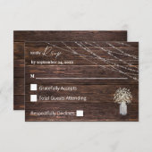 赤ちゃんの息、木材&ストリングライトなし食事 出欠カード (正面/裏面)