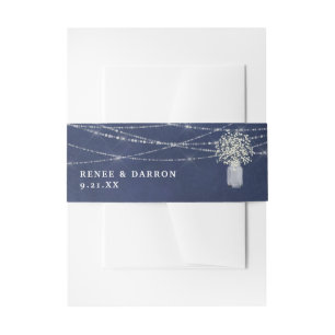 赤ちゃんの息、黒板B&ストリングライトフローラ 招待状ベリーバンド