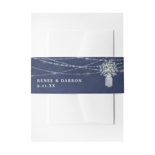 赤ちゃんの息、黒板B&ストリングライトフローラ 招待状ベリーバンド (正面例)