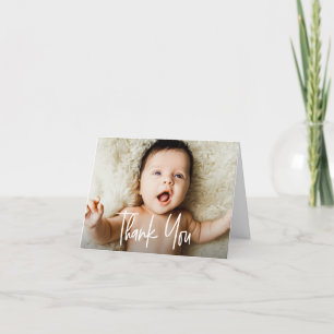 赤ちゃんの手書きスクリプト水平写真 ベビー サンキューカード
