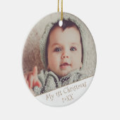 赤ちゃんの最初のクリスマスの写真 カスタマイズ可能 かわいい セラミックオーナメント (右)