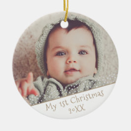 赤ちゃんの最初のクリスマスの写真 カスタマイズ可能 かわいい セラミックオーナメント