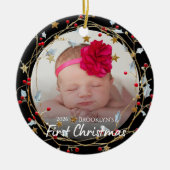 赤ちゃんの最初のクリスマスの写真 セラミックオーナメント (正面)