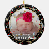 赤ちゃんの最初のクリスマスの写真 セラミックオーナメント (裏面)