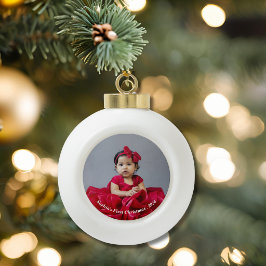 赤ちゃんの最初のクリスマスの写真 セラミックボールオーナメント