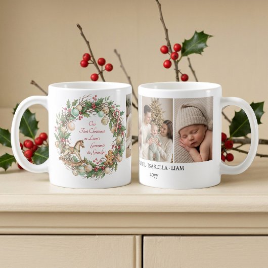 赤ちゃんの最初のクリスマスの家族写真 コーヒーマグカップ
