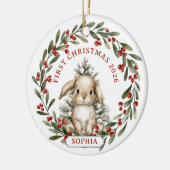 赤ちゃんの最初のクリスマスの陶器の円形のオーナメント セラミックオーナメント (左)