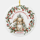 赤ちゃんの最初のクリスマスの陶器の円形のオーナメント セラミックオーナメント (裏面)