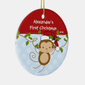 赤ちゃんの最初のクリスマスオーナメント 少年サンタモンキー セラミックオーナメント (右)