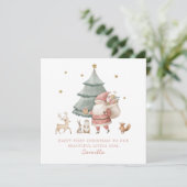 赤ちゃんの最初のクリスマス かわいいテディベア シーズンカード (スタンド正面)