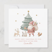 赤ちゃんの最初のクリスマス かわいいテディベア シーズンカード (正面)